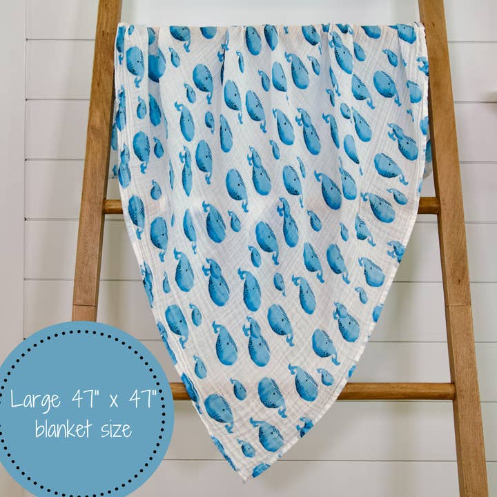 Muslin Swaddle Blanket | Whale, Whale, Whale