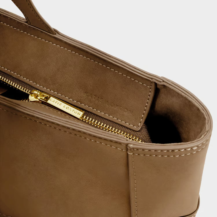 Taya Hand Woven Suedette Tote Bag | Caramel