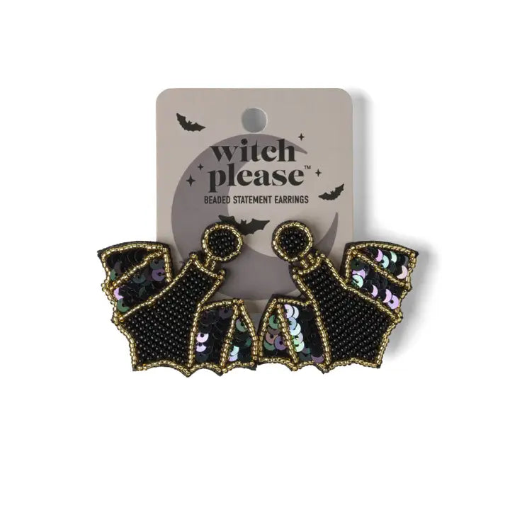 Witch Please | Halloween Statement Earrings | Bat