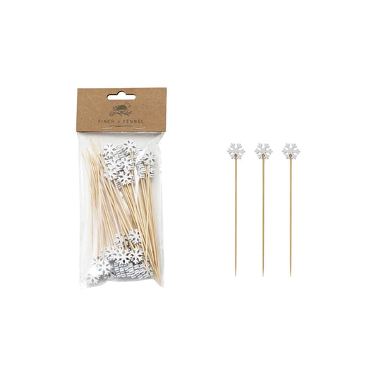 Bamboo Single Use Skewers | Snowflake Shaped Handles
