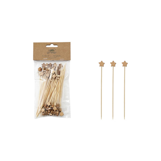 Bamboo Single Use Skewers | Star Shaped Handles