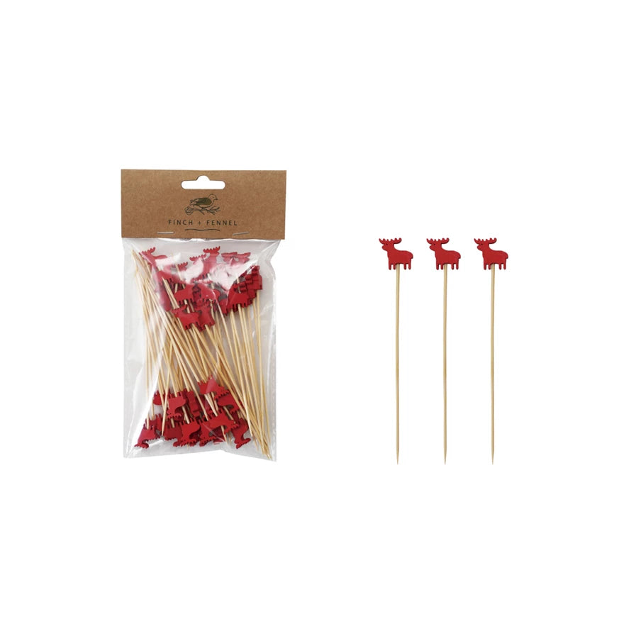 Bamboo Single Use Skewers | Moose Shaped Handles