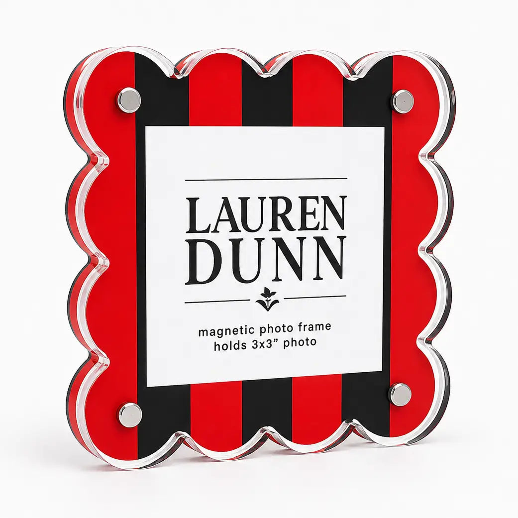 Gameday Scalloped Acrylic Frame | Red & Black Striped