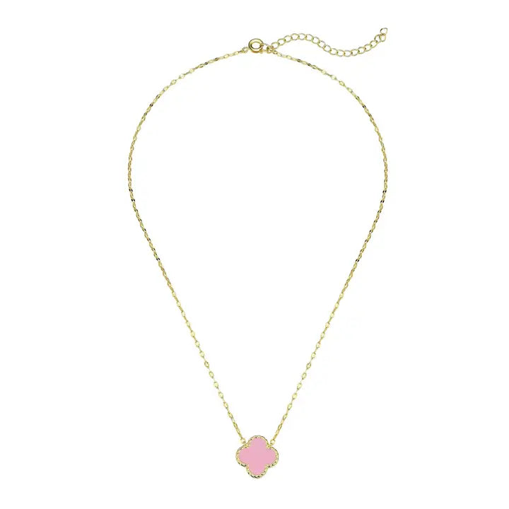 Necklace | Gold | Four Leaf Clover | Pink