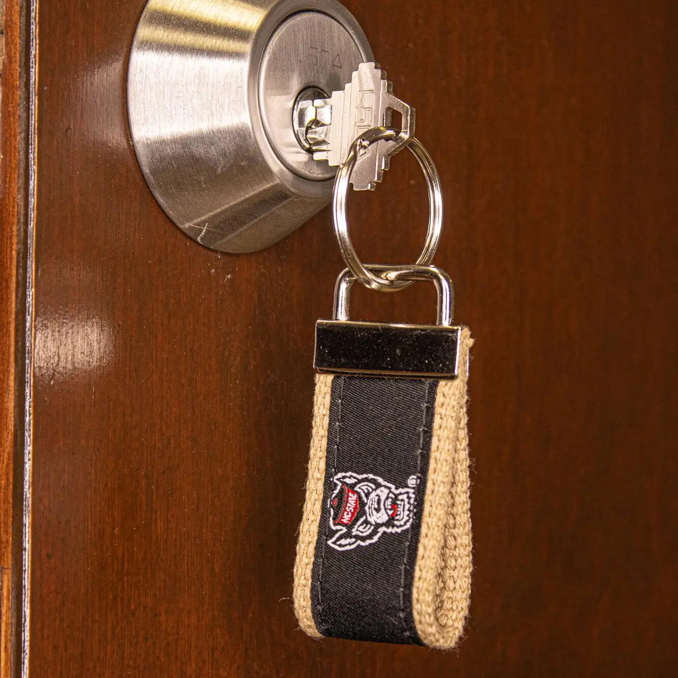 Woven Ribbon Keychain | NC State Black