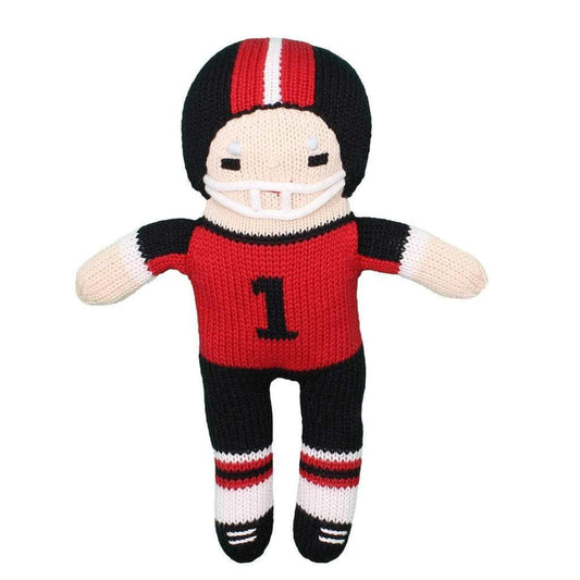 Knit Rattle | Football Player | Red/Black