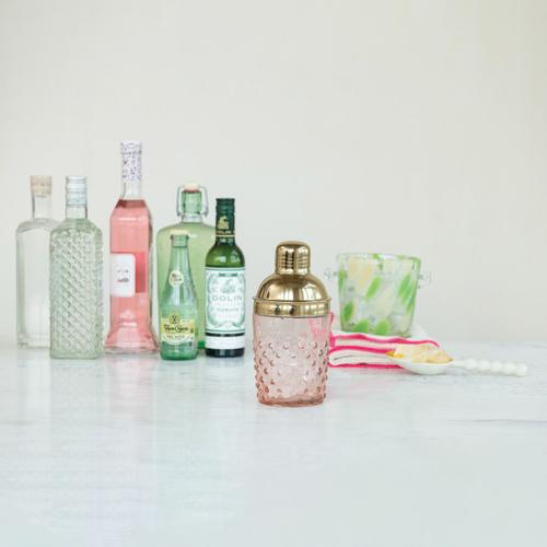 Stainless Steel & Hand-Blown Glass Hobnail Cocktail Shaker