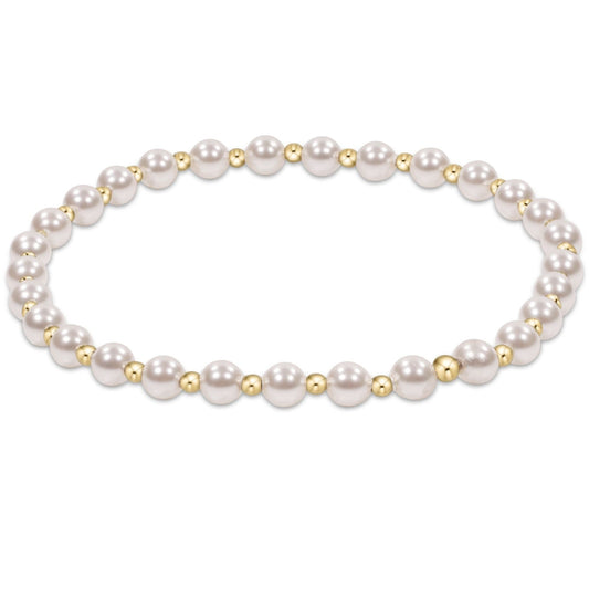 Extends | Pearl Grateful Pattern 4mm Bead Bracelet | Gold