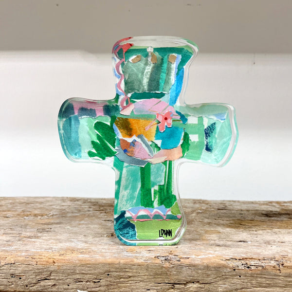 Large Acrylic Cross | Green Everlasting