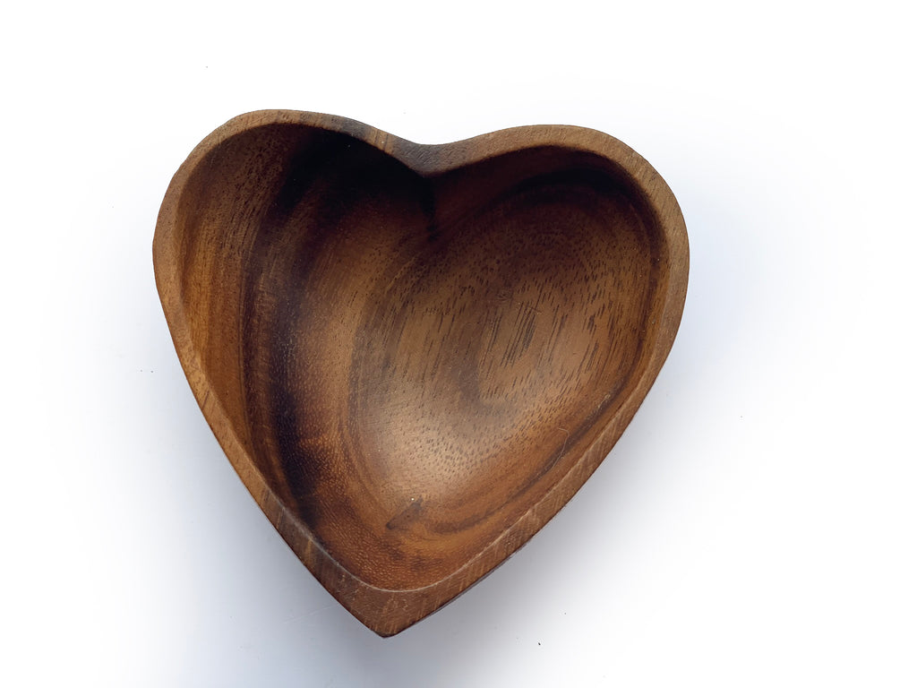 Acacia Wood Heart Shaped Bowl | Small