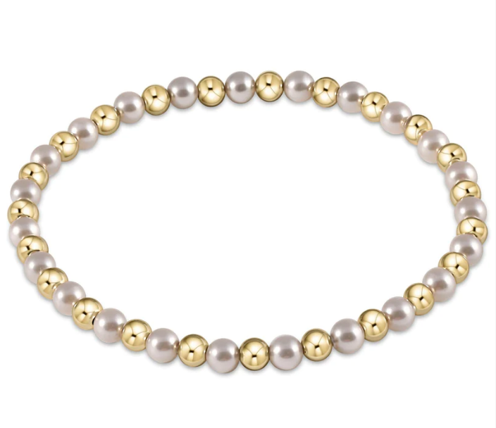 Classic Grateful Pattern 4mm Bead Bracelet | Pearl