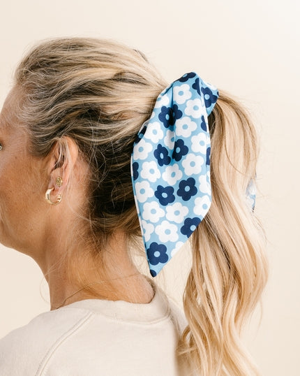 Floral Hair Scarf - Light Blue