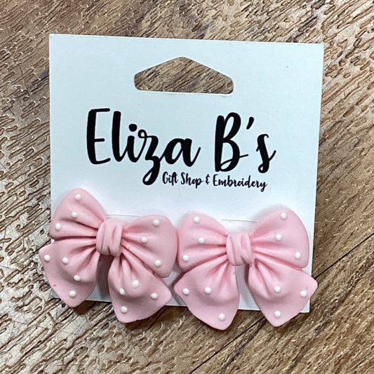 Light Pink Bow Studs