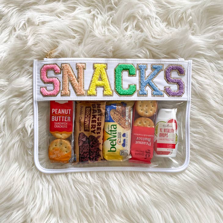 Snack Pouch with Patches - White