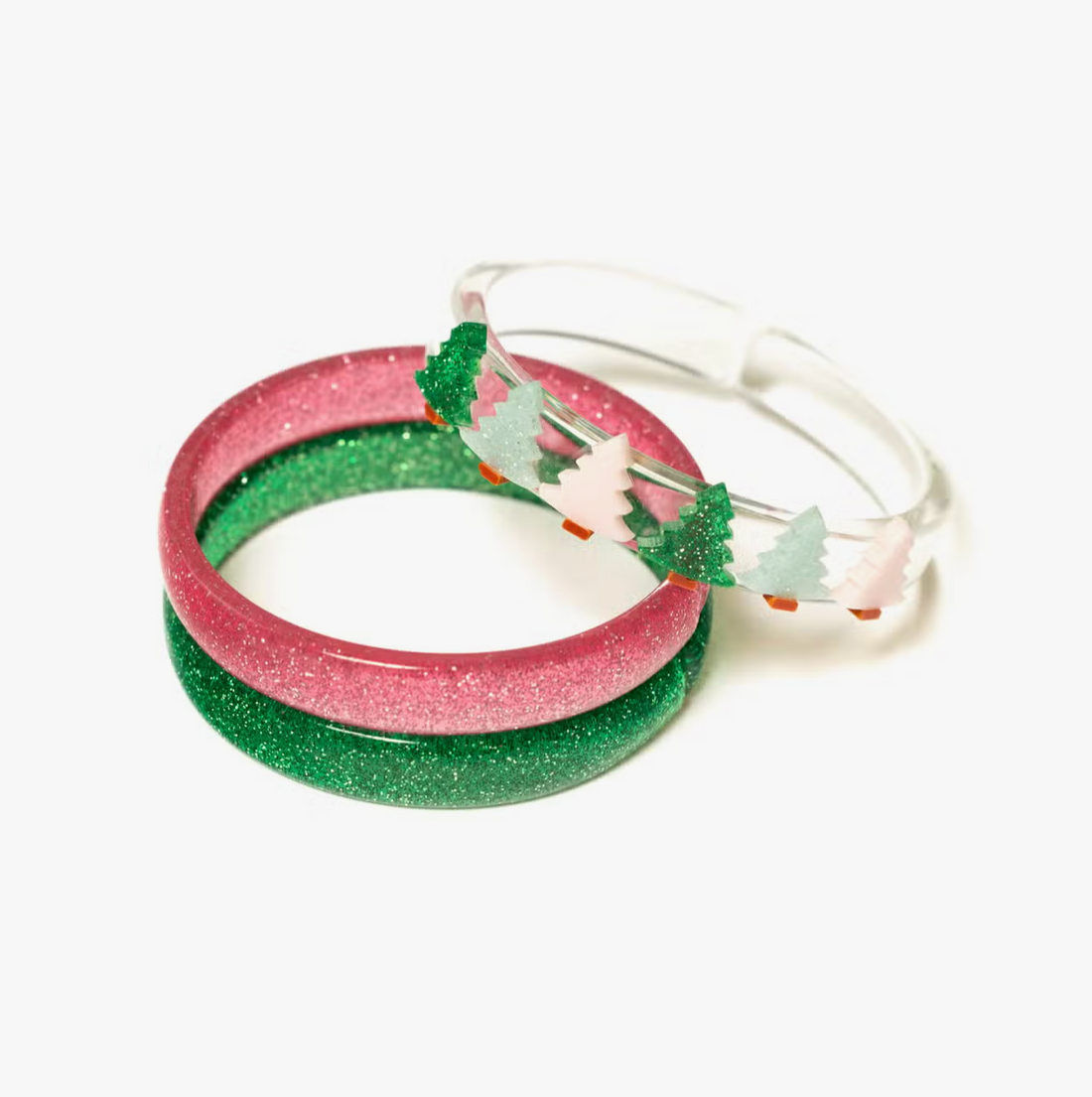 Bangles - Christmas Tree Glitter Pink + Green