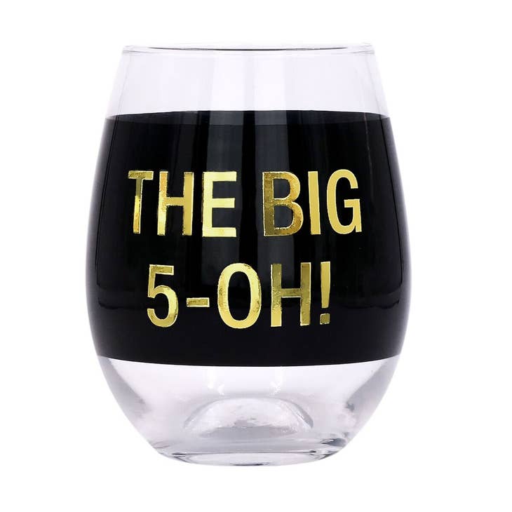 The Big 5-Oh Stemless Wine Glass