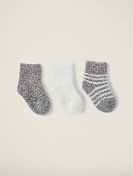 CozyChic Lite 3 Pair Infant Sock Set | Pewter/Pearl