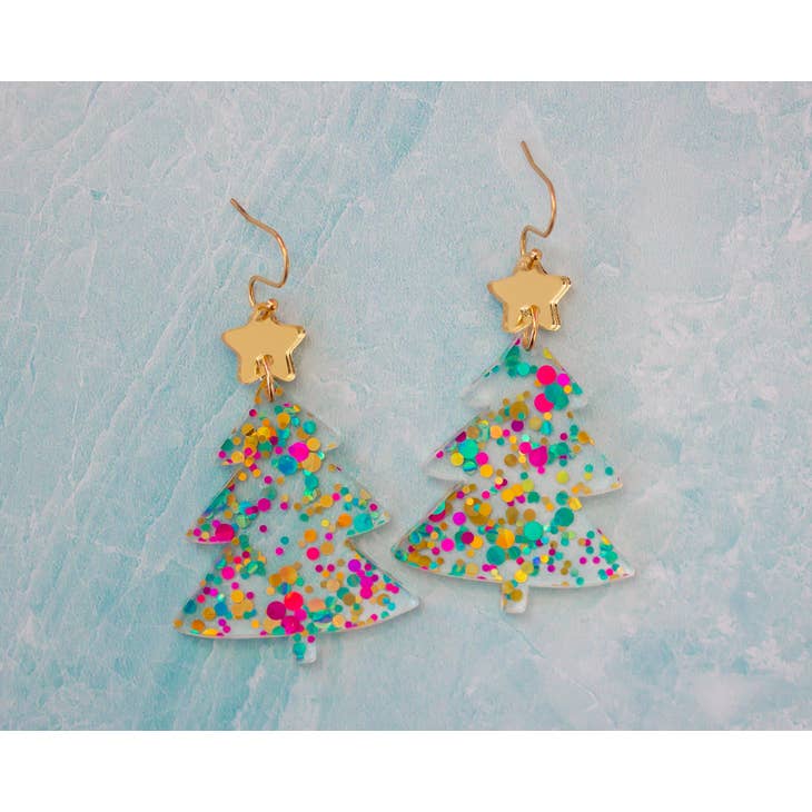 Christmas Tree Earrings | Confetti Acrylic