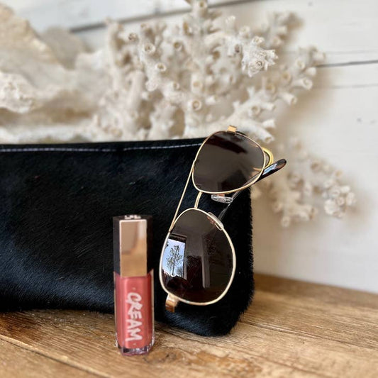 Small Cowhide Clutch - Black