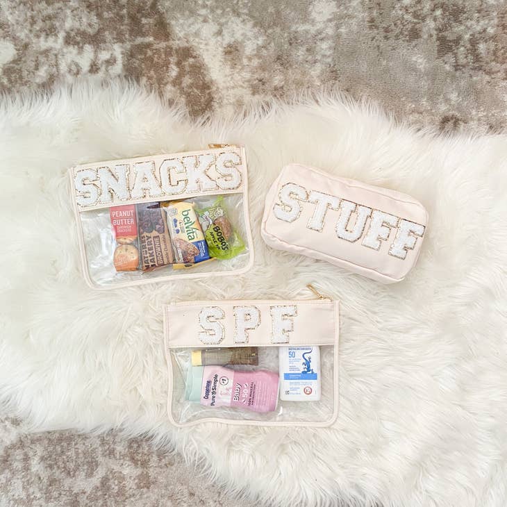 Clear Nylon Zipper Pouch Flat - Nude