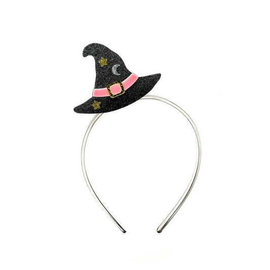 Acrylic Headband - Witch Hat Black Glitter