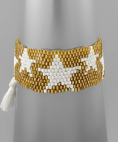 Star Bead Bracelet - Gold/White