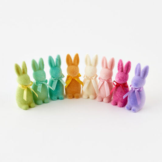 Flocked Pastel Bunnies 6" (Assorted Colors)