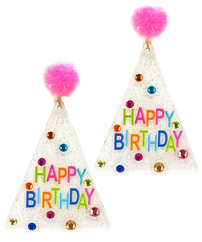 Happy Birthday Party Hat Earrings