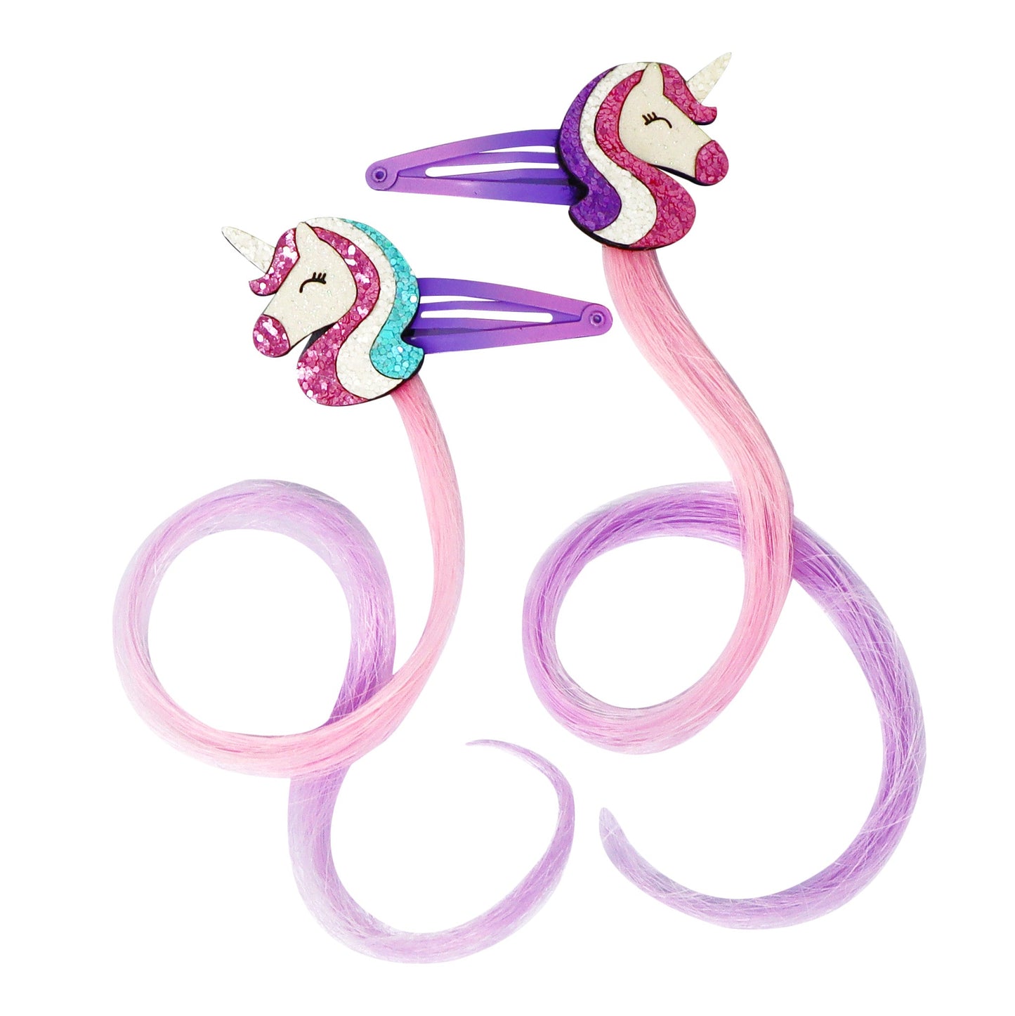 Unicorn Hair Clips with Hair Extensions