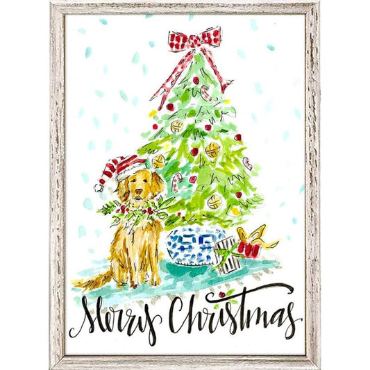 Christmas Dog, Mini Framed Canvas