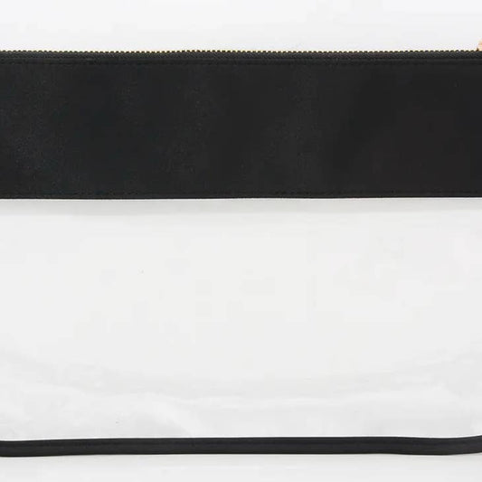 Clear Nylon Zipper Pouch Flat - Black