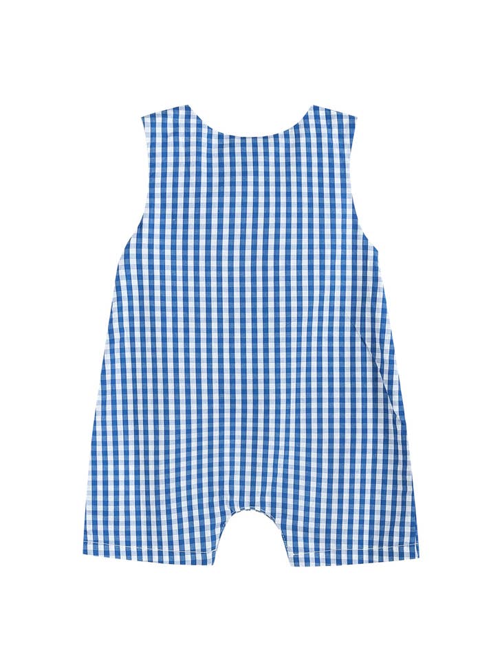 Royal Blue Gingham Pumpkin Smocked Shortalls