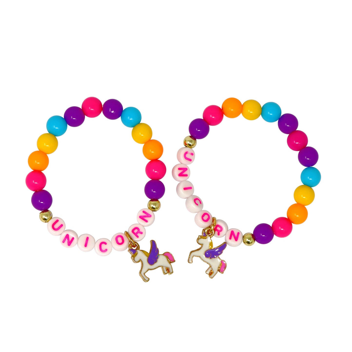 BFF Unicorn Rainbow Pearl Bracelet Set