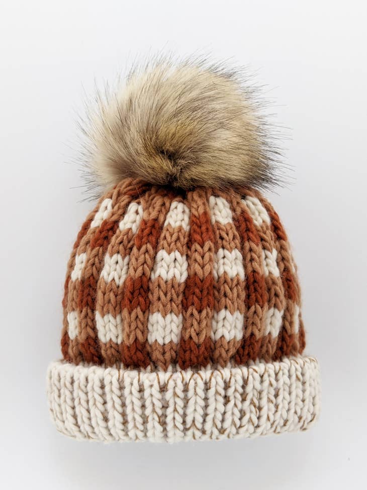 Sienna Buffalo Check Pom Pom Beanie Hat