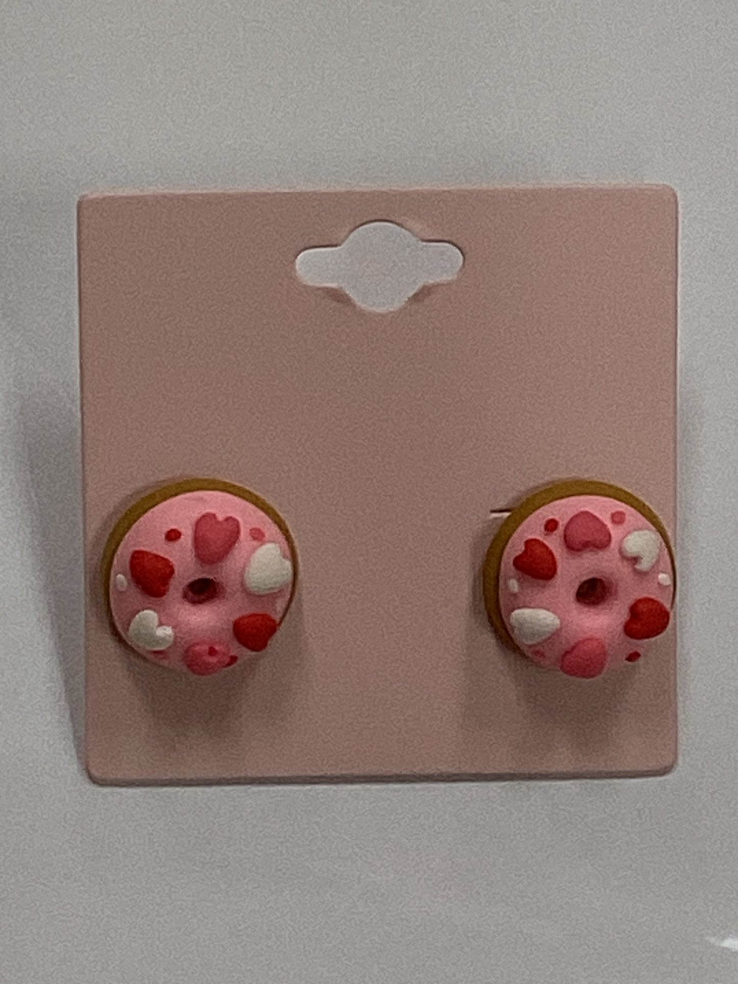 Pink Heart Donut Earring