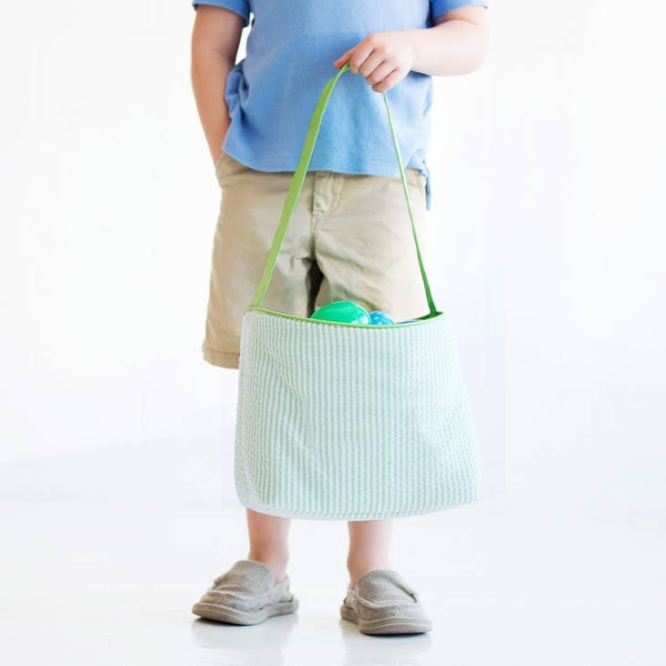 Green Seersucker Bucket (includes personalization)