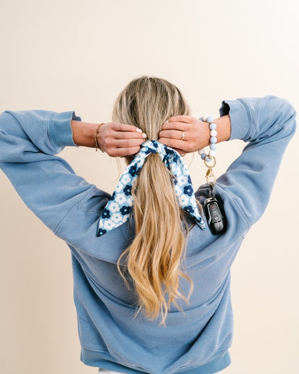 Floral Hair Scarf - Light Blue