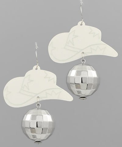 Cowboy Hate & Disco Ball Dangle - Large White