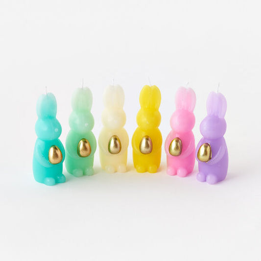 Bunny w/Golden Egg Candle (Assorted Colors)