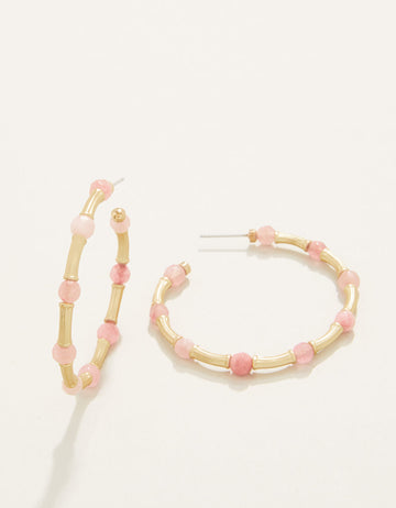 Calm Waters Hoop Earrings - Pink Jade