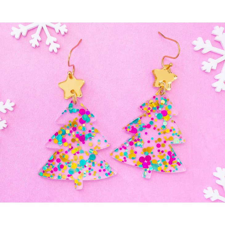 Christmas Tree Earrings | Confetti Acrylic