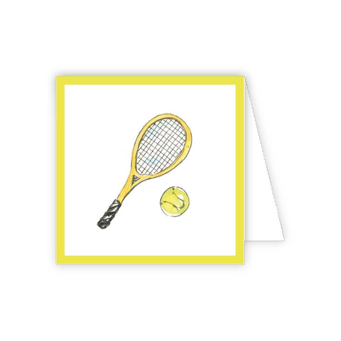 Tennis Racket and Ball with Light Gold Border Enclosure Card