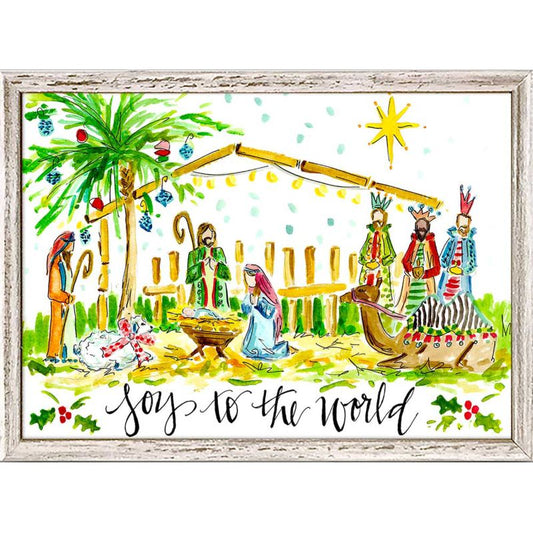 Joy To The World Nativity, Mini Framed Canvas