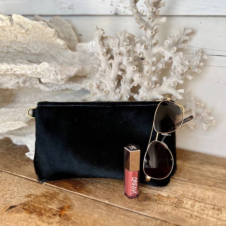 Small Cowhide Clutch - Black