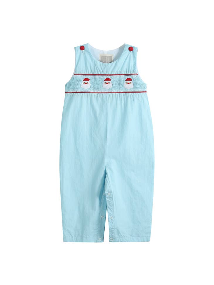 Blue Santa Smocked Overalls