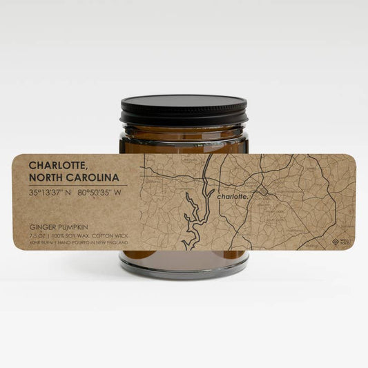 Charlotte, NC Map Candle