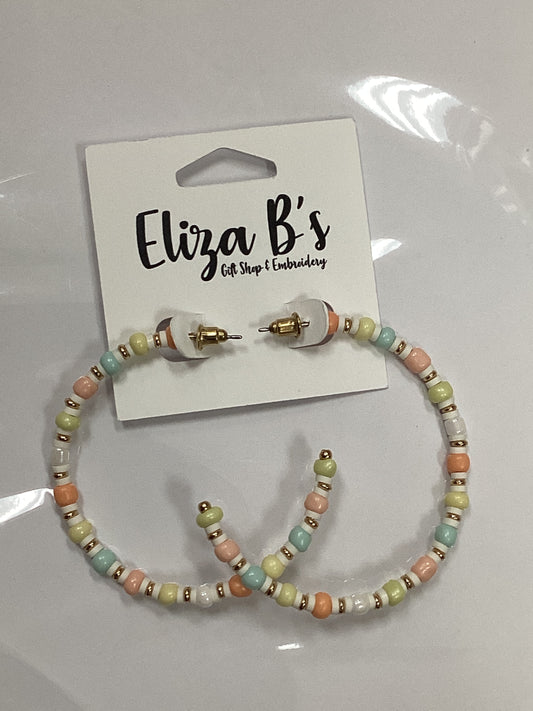 Pastel Beaded Hoop Earrings