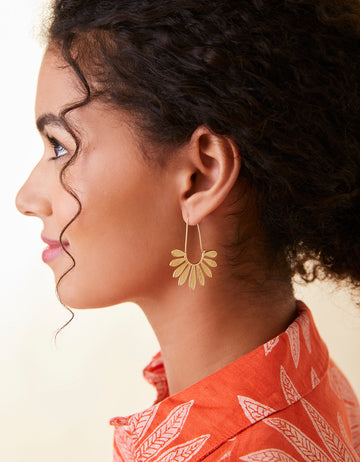 Palmetto Hoop Earrings - Gold