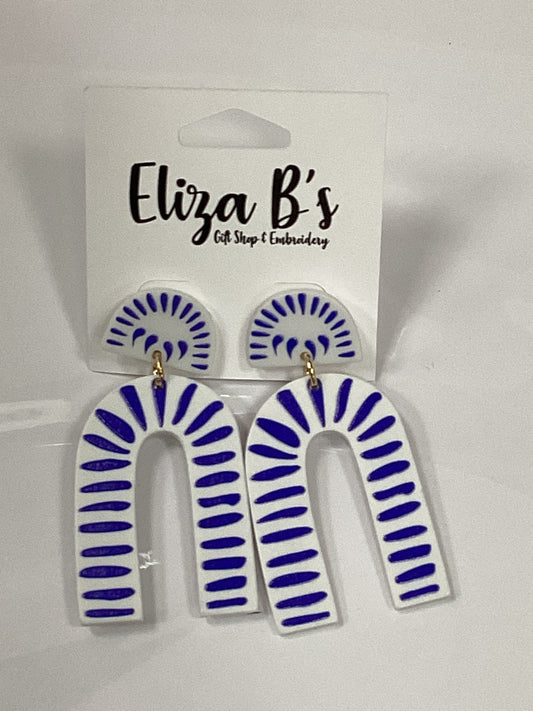 Greek Blue Stripe Earrings