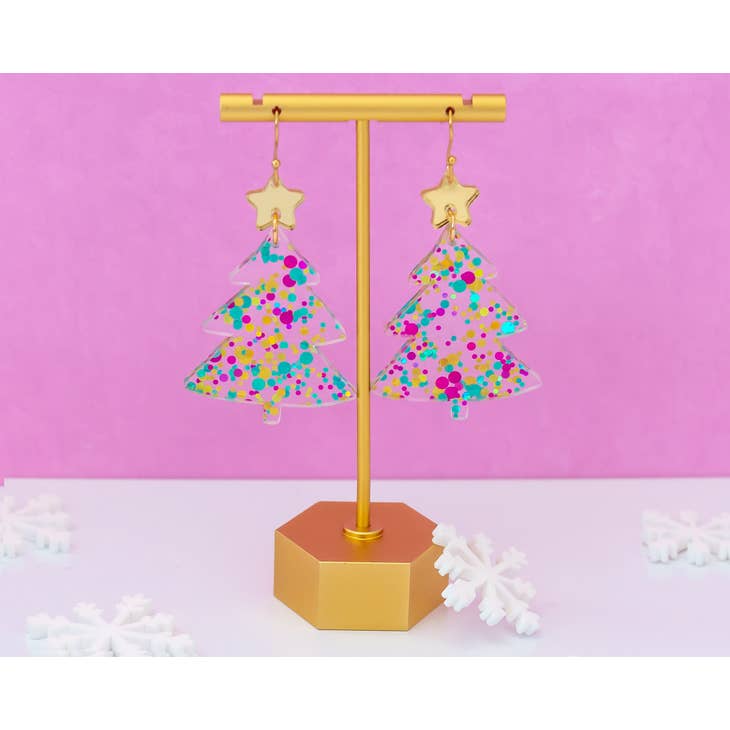 Christmas Tree Earrings | Confetti Acrylic